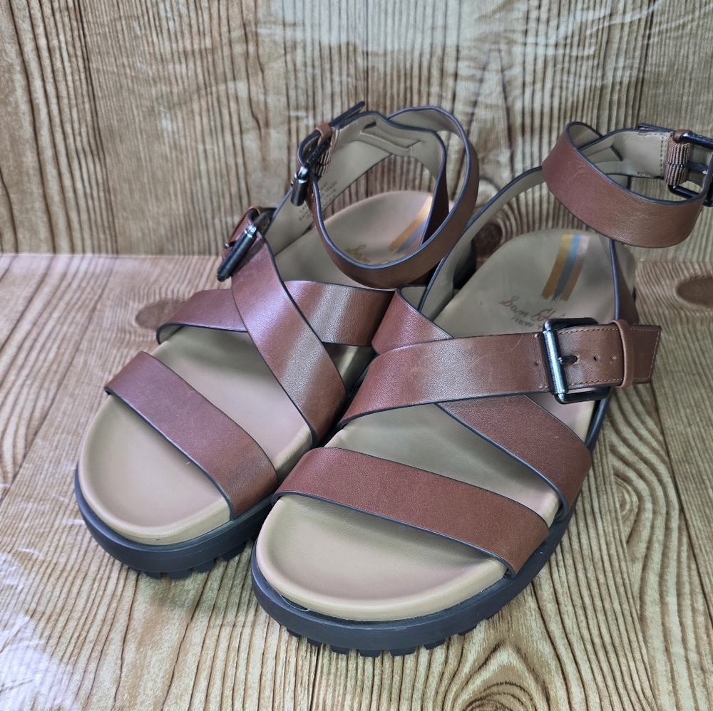 Sam Edelman Eleanora Ankle Strap Gladiator Chunky Platform Leather Sandal Size 7